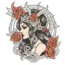 Goddess Hecate in anime style  tattoo design idea