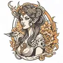 Goddess Hecate in anime style  tattoo design idea