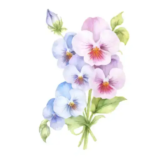 beautiful bouquet of viola odora flowers with scales of justice tattoo design idea