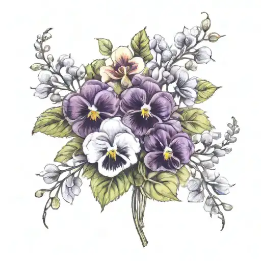 bouquet of viola odora flowers tattoo design idea
