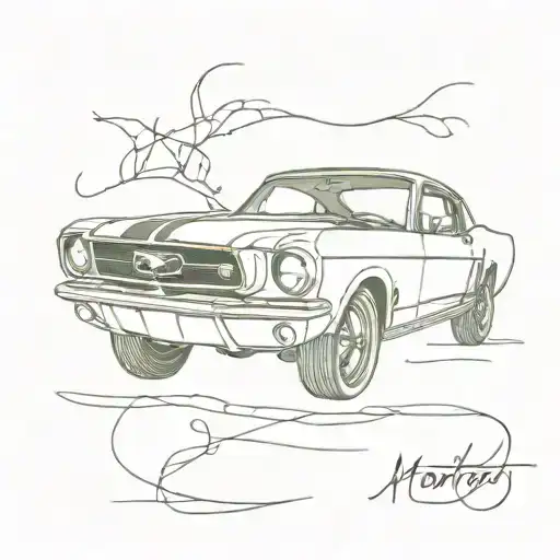 old Ford mustang car tattoo design idea