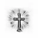 cross on fire with Luke 23:34 under it tattoo design idea