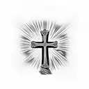 cross on fire with Luke 23:34 under it tattoo design idea