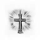 cross on fire with Luke 23:34 under it tattoo design idea