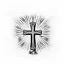 cross on fire with Luke 23:34 under it tattoo design idea
