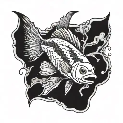 clown fish spearfishing Barracuda  tattoo design idea