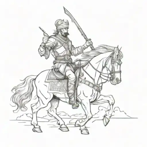 cossack on horse holding a spear tattoo design idea