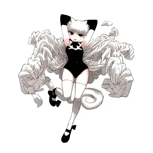 gato blanco y negro con traje cuerpo completo de vaquita tattoo design idea