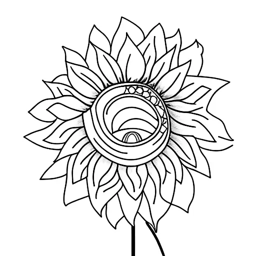 sunflower gramophone  tattoo design idea