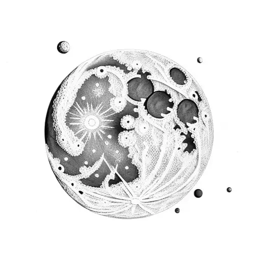 moon with hanging lace  tattoo design idea