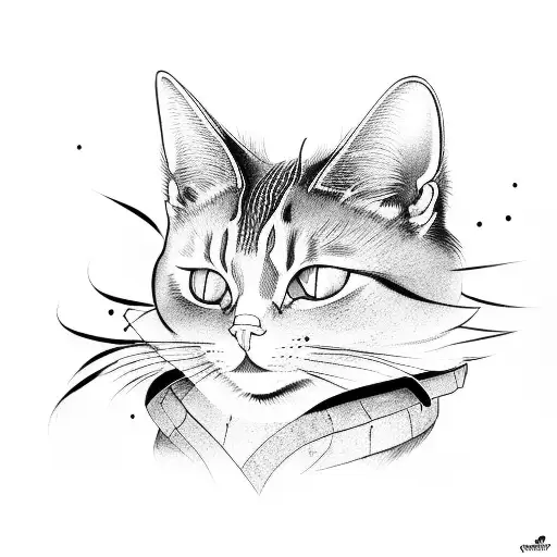 samurai cat  tattoo design idea