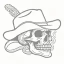 Western cowboy skull smoking tattoo design idea