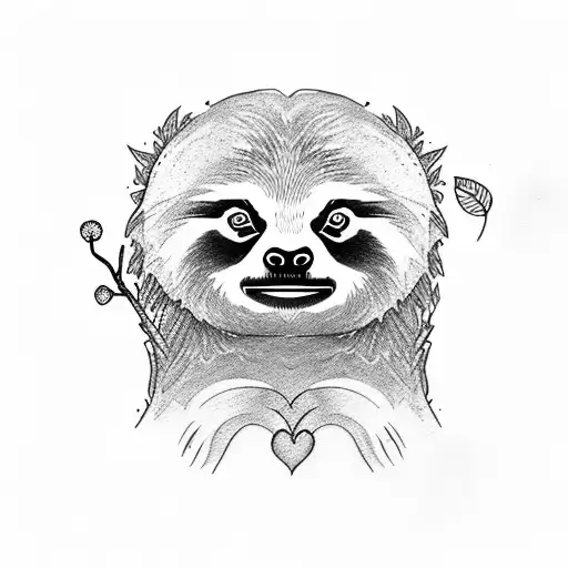 A sloth and panda tattoo on the tree of life with a little sloth climbing tattoo design idea