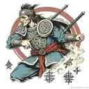 Celtic warrior with gaelic for brave and true tattoo design idea