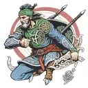 Celtic warrior with gaelic for brave and true tattoo design idea