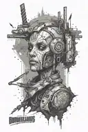 borderlands in dark fantasy scene tattoo design idea