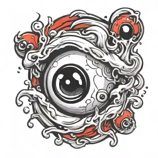melting 8 ball in eye sockets tattoo design idea