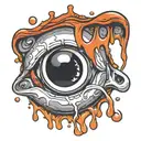 melting 8 ball in eye sockets tattoo design idea
