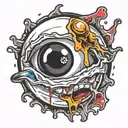 melting 8 ball in eye sockets tattoo design idea