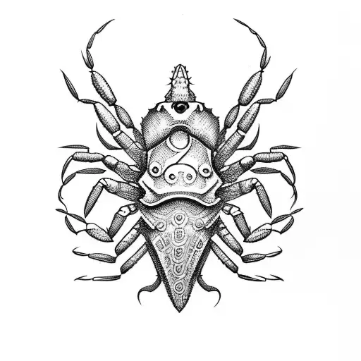 I'd like a tattoo featuring the head of a crab and the body of a scorpion tattoo design idea
