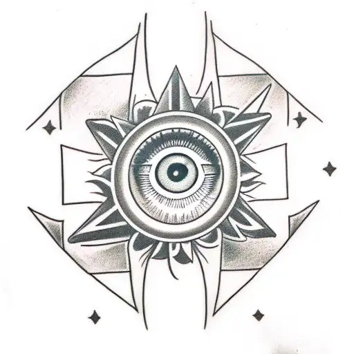 All Seeing Eye old school in front of dark clouds tattoo design idea