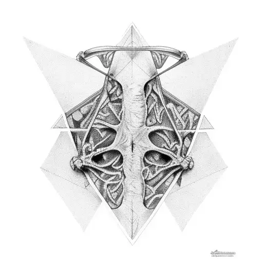 Triangle-shaped rib cage with anatomical details tattoo design idea