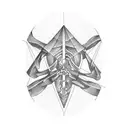 Triangle-shaped rib cage with anatomical details tattoo design idea