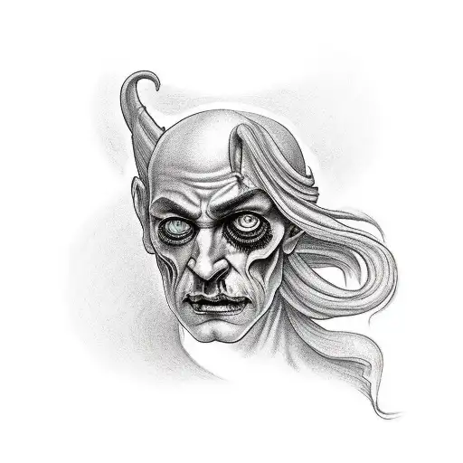 renaissance style hades headshot looking to the right  tattoo design idea