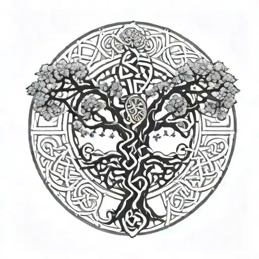 France, vegvisir, Celtic cross and tree of life tattoo design idea