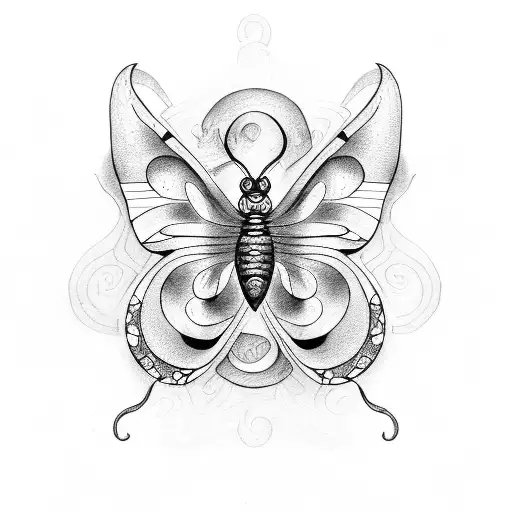 butterfly semicolon snake  tattoo design idea