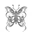 butterfly semicolon snake  tattoo design idea