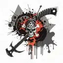 anarchy symbol and axe tattoo design idea