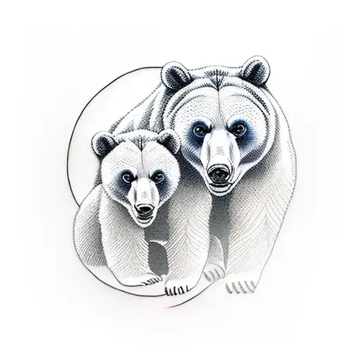 mamma bear with cub tattoo design idea