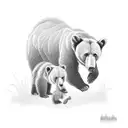 mamma bear with cub tattoo design idea