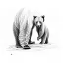 mamma bear with cub tattoo design idea
