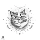 Sun and cat's tooth tattoo design idea