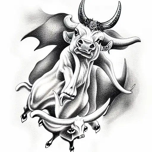 devil riding on cow tattoo design idea