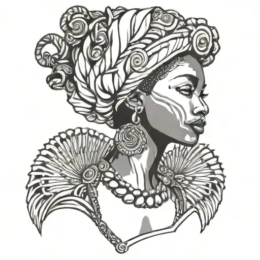 afrocentric queen tattoo design idea