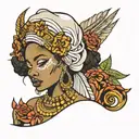 afrocentric queen tattoo design idea
