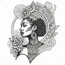 afrocentric queen tattoo design idea