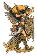 valkyrie warrior woman sunset smoke tattoo design idea