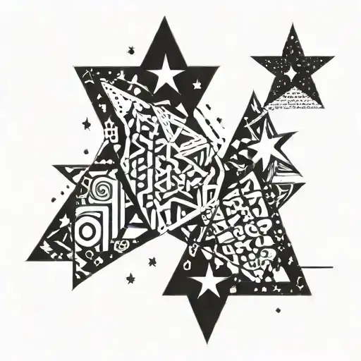 sideways number 8 surrounded by black stars tattoo design idea