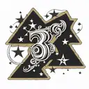 sideways number 8 surrounded by black stars tattoo design idea