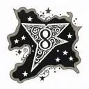 sideways number 8 surrounded by black stars tattoo design idea