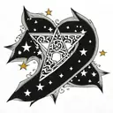 sideways number 8 surrounded by black stars tattoo design idea