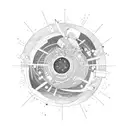 Microscopic organisms playing instruments in space tattoo design idea