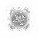 Microscopic organisms playing instruments in space tattoo design idea