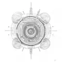 Microscopic organisms playing instruments in space tattoo design idea