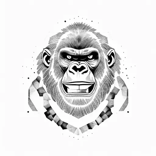 angry gorilla with manly mandala patterns tattoo design idea