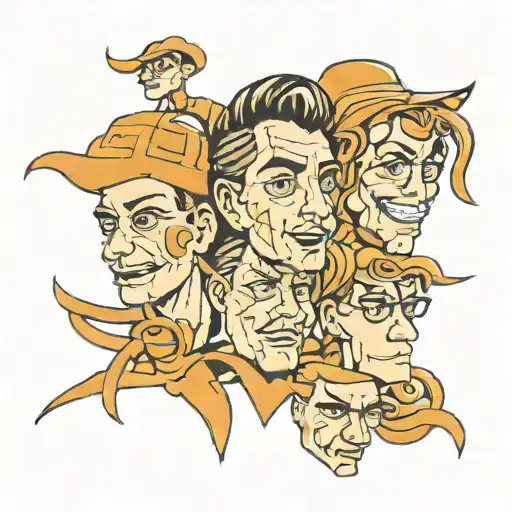 fake faces overlapping to make tattoo design idea